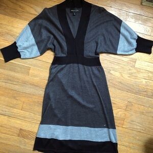 Black and Gray Sweater Dress